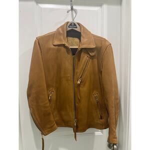 Vintage Walter Leather Co. Made in Mexico Leather Cognac Biker Jacket Sz S